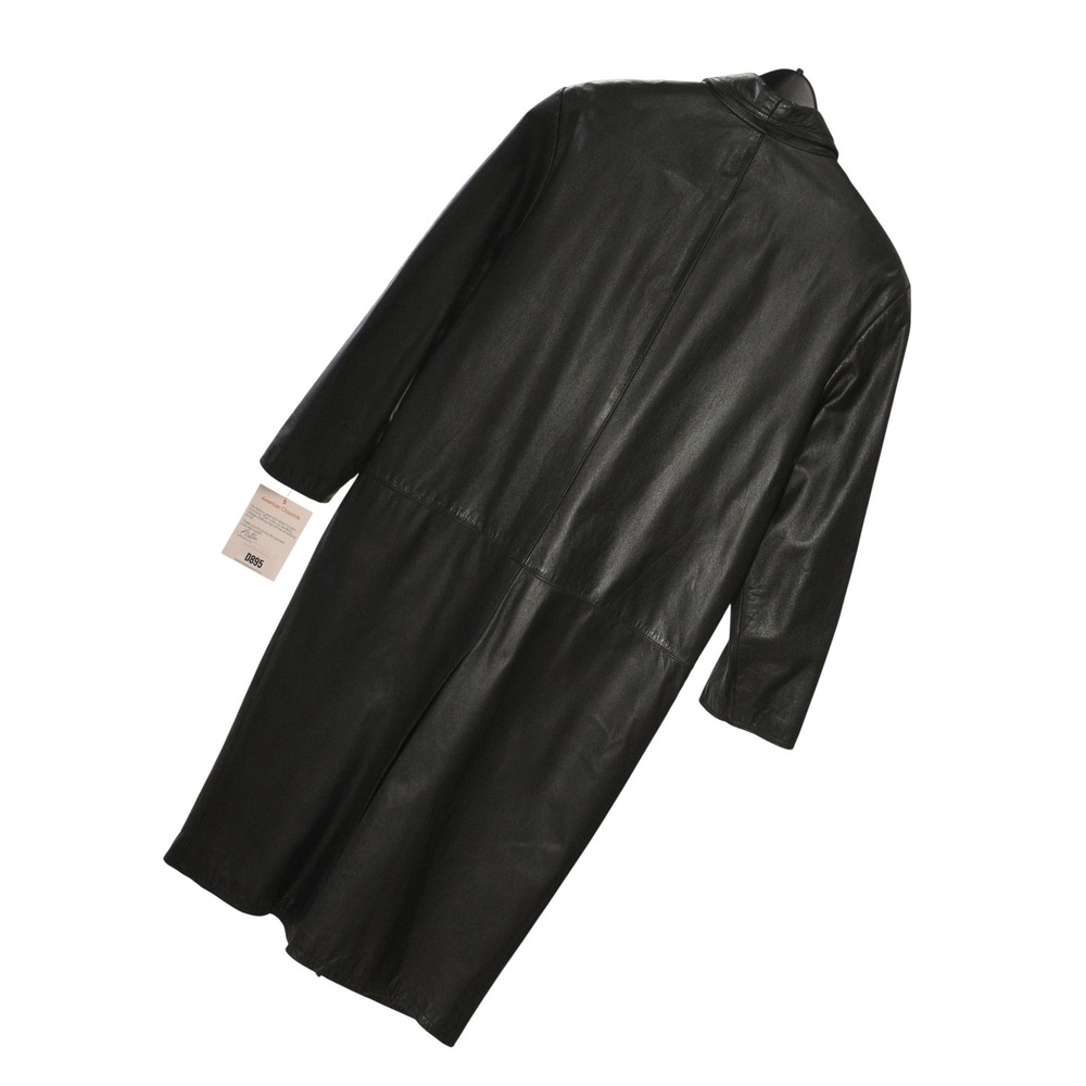 Vintage Double Breasted Long Leather Coat Womens M 80s Oversized Fit Clubwear - Picture 7 of 8